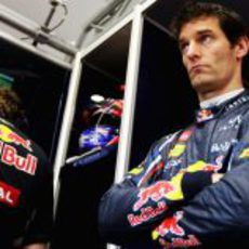 Mark Webber en su box de Mugello