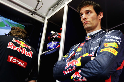 Mark Webber en su box de Mugello