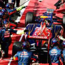 Prácticas de pitstop en el equipo Toro Rosso