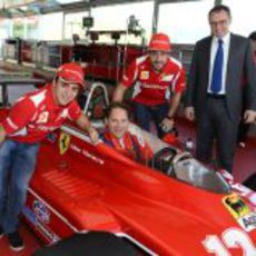 Felipe Massa, Jacques Villeneuve, Fernando Alonso y Stefano Domenicali en Fiorano