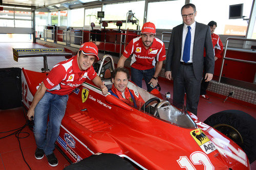 Felipe Massa, Jacques Villeneuve, Fernando Alonso y Stefano Domenicali en Fiorano