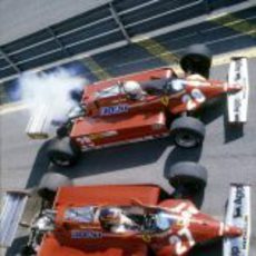 Gilles Villeneuve (27) y Didier Pironi (28) en el GP de San Marino de 1981