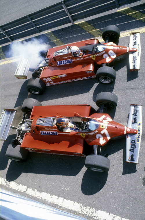 Gilles Villeneuve (27) y Didier Pironi (28) en el GP de San Marino de 1981