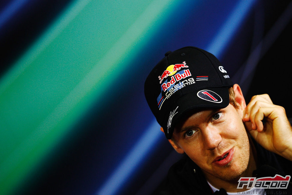 Sebastian Vettel en la rueda de prensa oficial de la FIA del jueves