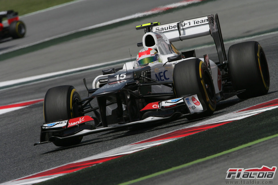 Sergio Pérez durante la clasificación del GP de España