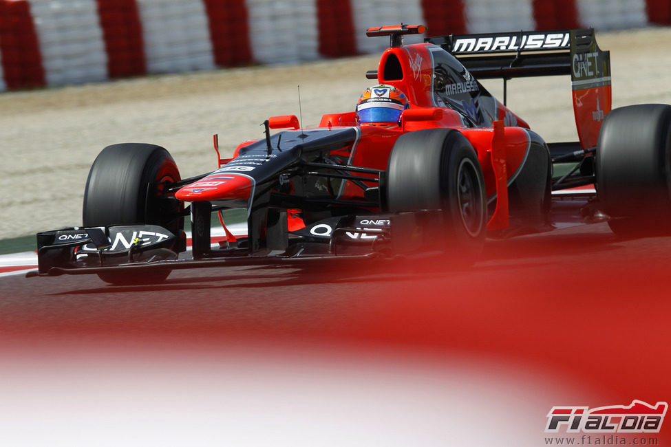 Timo Glock durante la jornada del sábado del GP de España