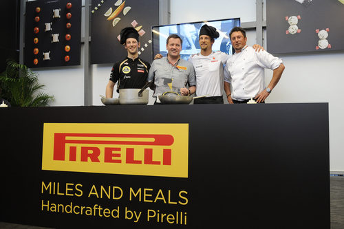 Romain Grosjean y Jenson Button cocinan con Pirelli