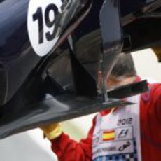 Detalle del Williams FW34 accidentado en Barcelona