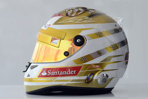 Casco especial de Fernando Alonso para el GP de Mónaco 2012 (lateral)