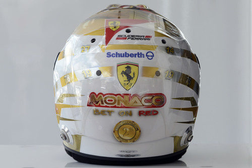 Casco especial de Fernando Alonso para el GP de Mónaco 2012 (trasera)