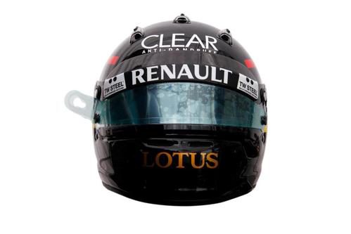 Vista frontal del casco de Kimi Räikkönen para el GP de Mónaco 2012