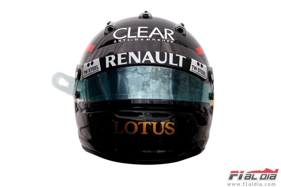 Vista frontal del casco de Kimi Räikkönen para el GP de Mónaco 2012