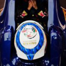 Jean-Eric Vergne lleva un diseño especial en su casco en Mónaco