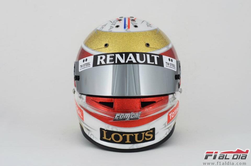 Casco especial de Romain Grosjean para el GP de Mónaco 2012 (frontal)