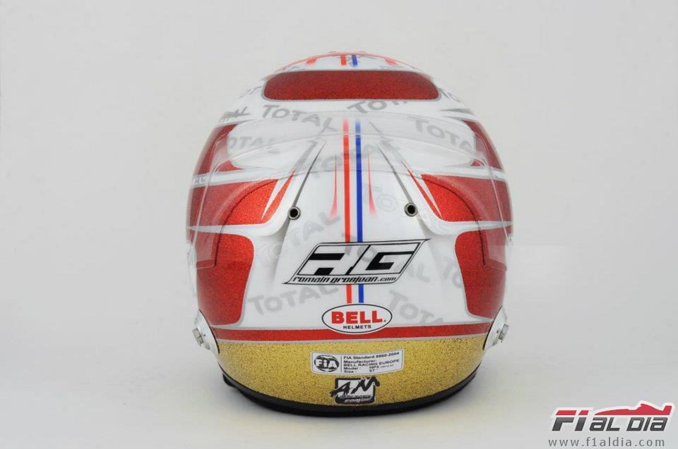 Casco especial de Romain Grosjean para el GP de Mónaco 2012 (trasera)