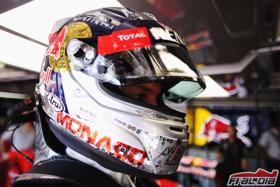 Casco especial de Sebastian Vettel para el GP Mónaco 2012