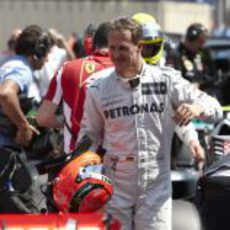 Michael Schumacher tras lograr el mejor tiempo en Mónaco