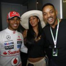 Will Smith, Nicole Scherzinger y Lewis Hamilton en el GP de Mónaco 2012