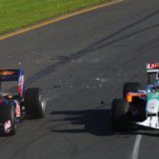 Sutil y Webber chocan en la pista