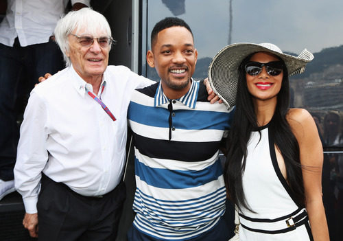 Bernie Ecclestone, Will Smith y Nicole Scherzinger en el GP de Mónaco 2012