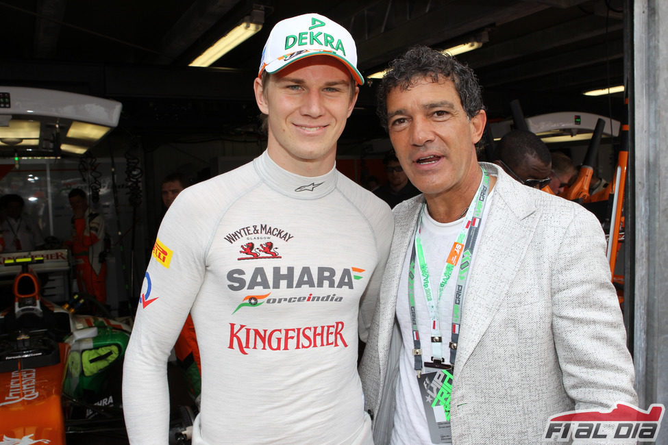 Nico Hülkenberg y Antonio Banderas en Mónaco