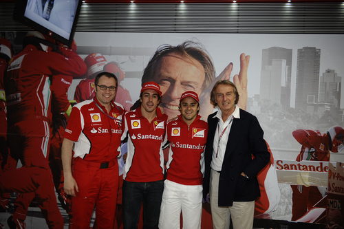 Stefano Domenicali, Fernando Alonso, Felipe Massa y Luca di Montezemolo en Mónaco