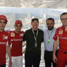 Alonso, Massa y Domenicali junto al director Ron Howard