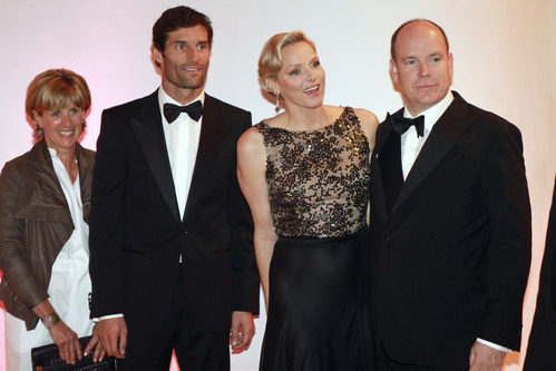 Los Príncipes de Mónaco con Mark Webber y su mujer en la gala de Mónaco