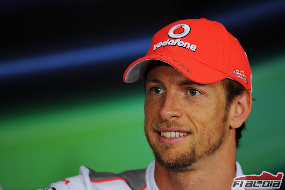 Jenson Button en la rueda de prensa de la FIA del jueves en Canadá