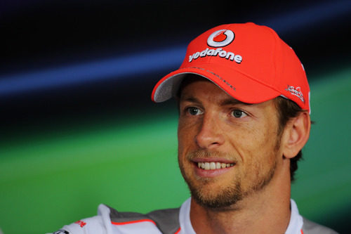 Jenson Button en la rueda de prensa de la FIA del jueves en Canadá