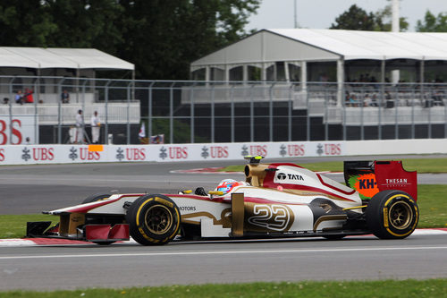 Narain Karthikeyan rueda en los Libres 1 del GP de Canadá