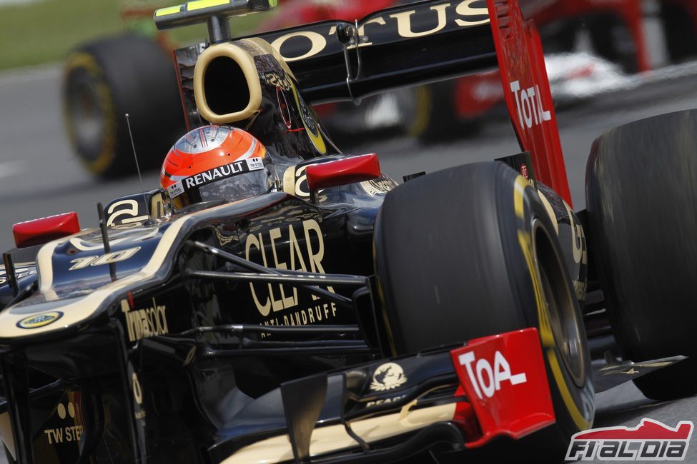 Plano cercano de Romain Grosjean en Montreal