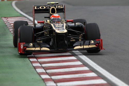 Romain Grosjean entra en una recta en Montreal