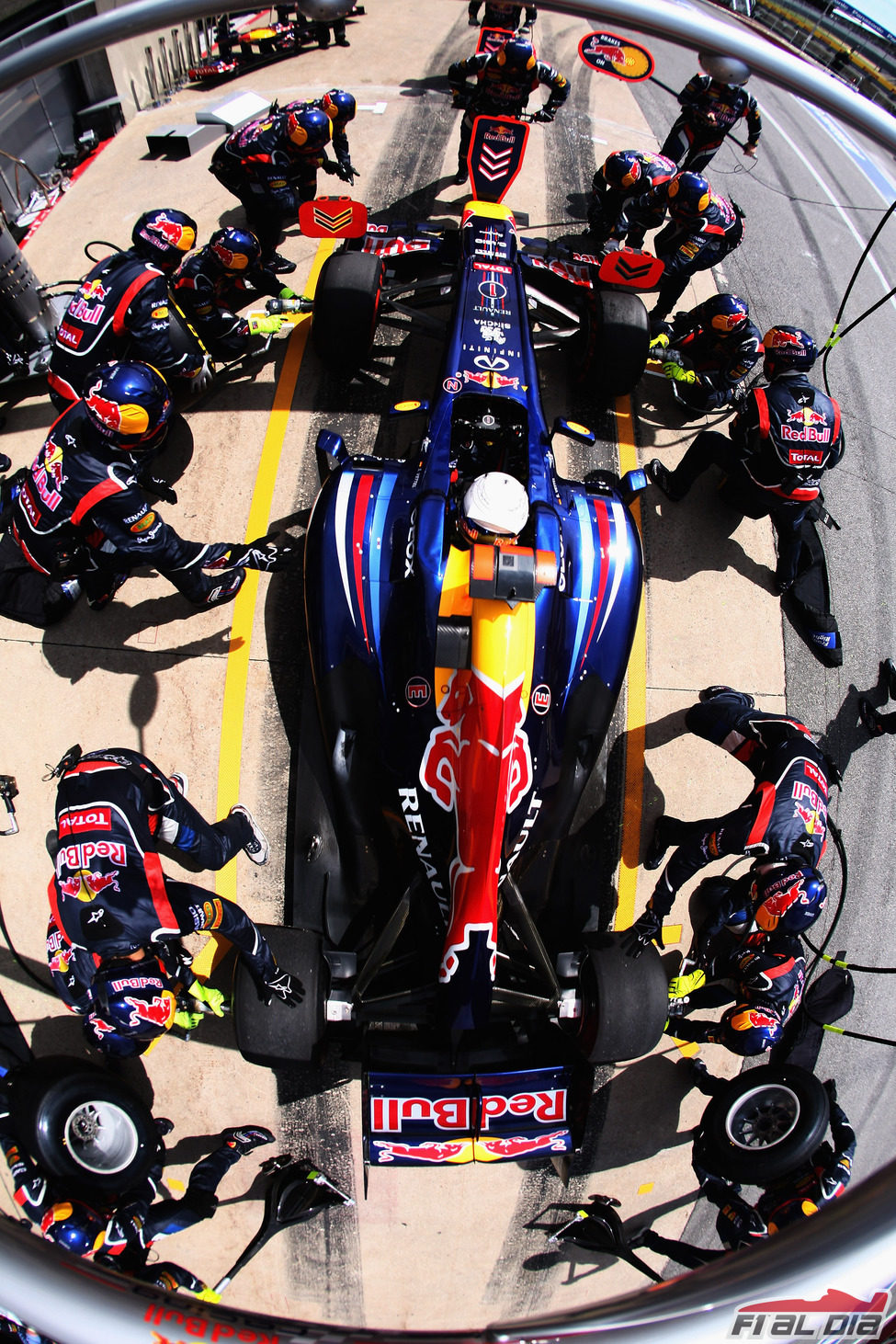 Plano del cambio de neumáticos en Red Bull