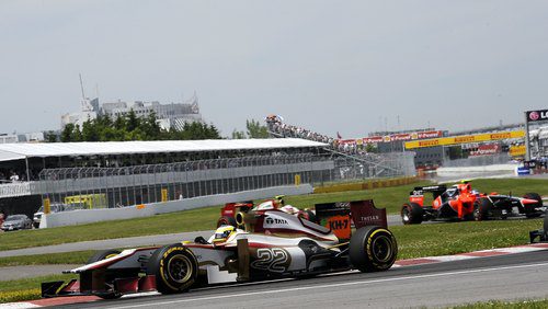 Pedro de la Rosa por delante de los dos Marussia en el GP de Canadá 2012