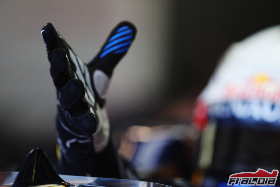 Sebastian Vettel se enfunda los guantes antes de salir a pista