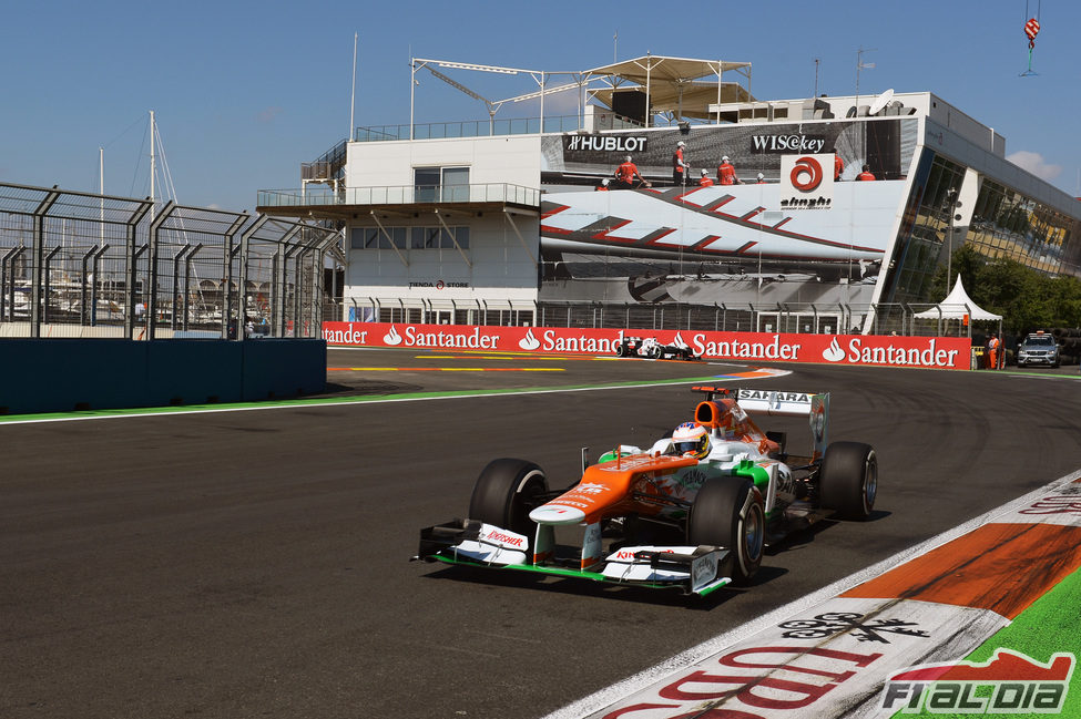 Paul di Resta exprime su VJM05 en la clasificación del GP de Europa