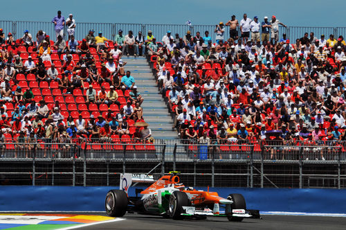 Nico Hülkenberg rueda con los blandos en Valencia