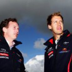 Sebastian Vettel y Christian Horner en Goodwood