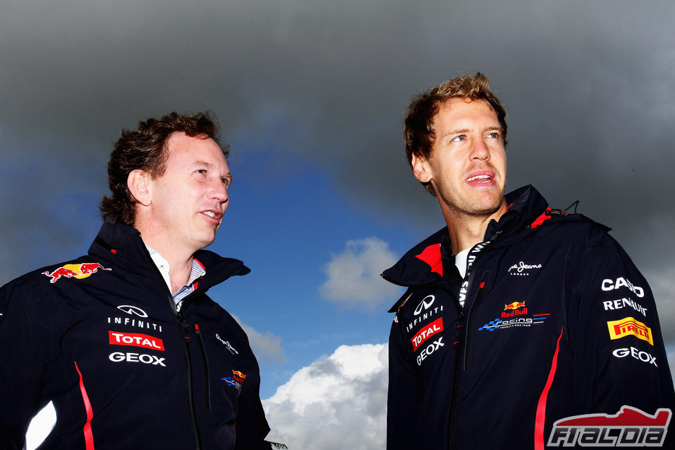 Sebastian Vettel y Christian Horner en Goodwood