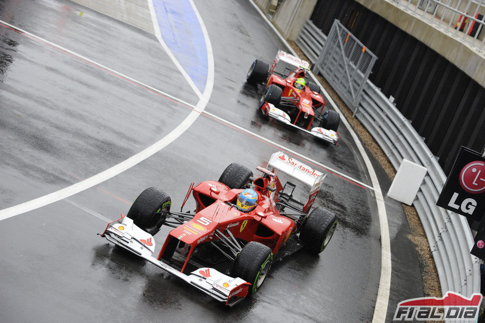 Fernando Alonso y Felipe Massa en Silverstone