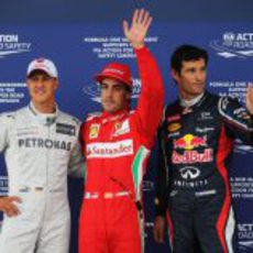 Alonso, Schumacher y Webber saldrán desde lo más alto de la parrilla