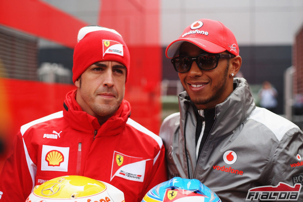 Alonso y Hamilton, juntos antes de la carrera