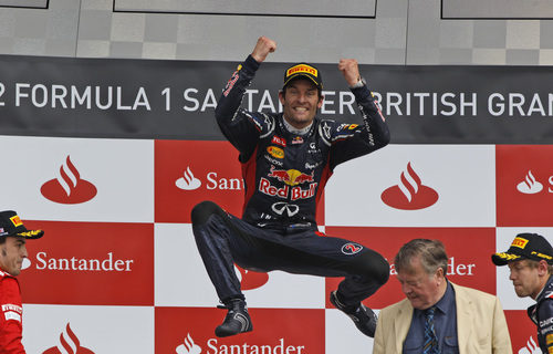 Mark Webber hizo el salto del canguro en el podio de Silverstone