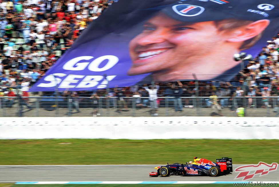 Sebastian Vettel tuvo mucho apoyo en Hockenheim