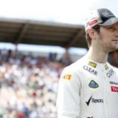 Romain Grosjean en la parrilla del GP de Alemania en Hockenheim