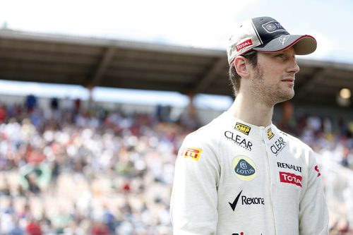 Romain Grosjean en la parrilla del GP de Alemania en Hockenheim