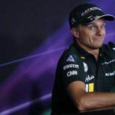 Heikki Kovalainen, en la rueda de prensa del Gran Premio de Hungría