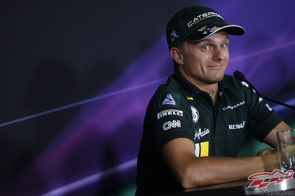 Heikki Kovalainen, en la rueda de prensa del Gran Premio de Hungría