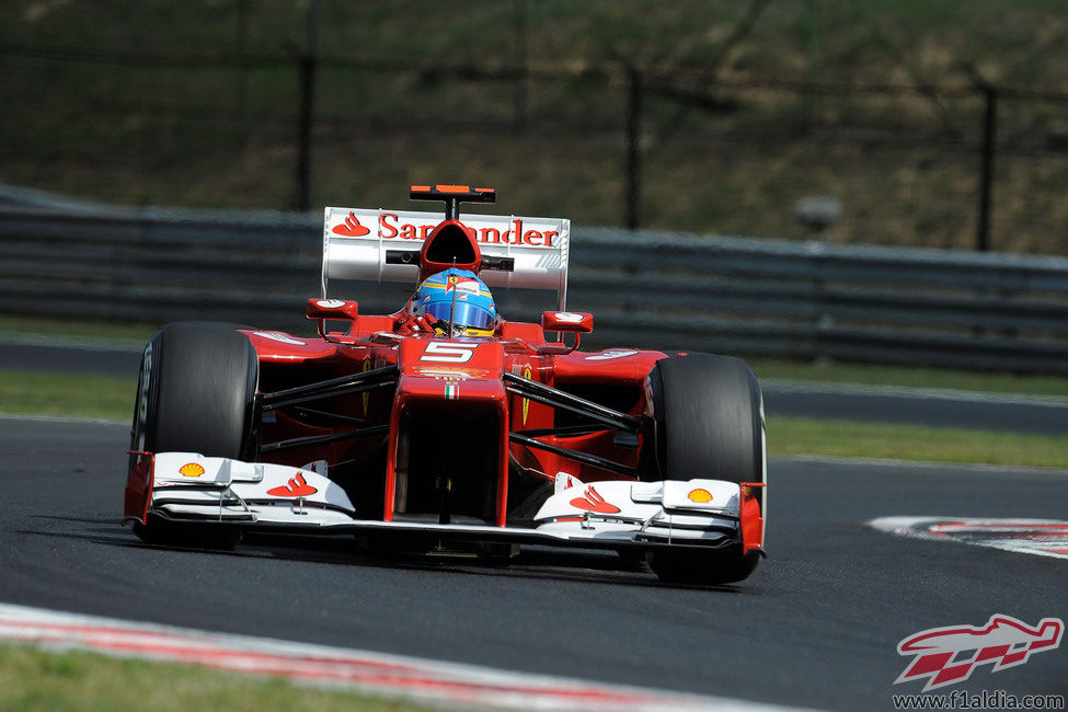 Fernando Alonso a bordo de su F2012 en Hungaroring